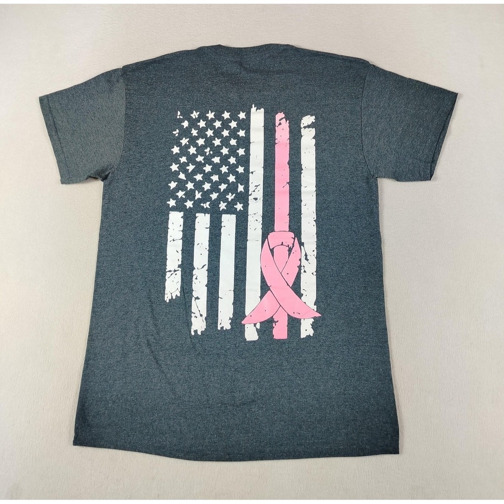 Gildan Travis County State Jail Shirt Womens Medium Gray Pink Flag Patriotic